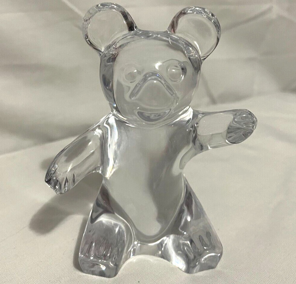 Daum Designer Collection Crystal Glass Bear- Signed Paperweight France