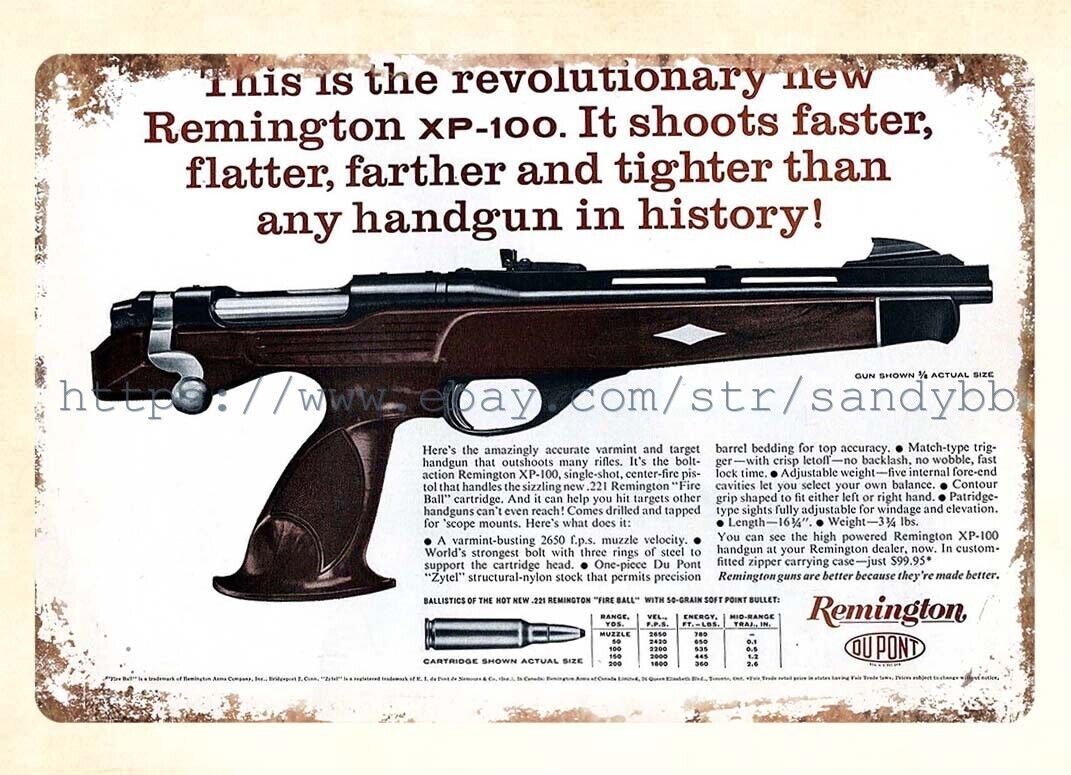 1964 Remington Pistol Handgun firearm metal tin sign decorate garage party