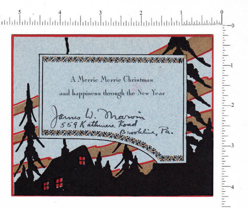 4940 Christmas card 1935 James W Marion Brookline PA Earl Gardner Newfane VT