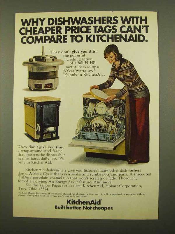 1975 KitchenAid Dishwasher Ad - Cheaper Price Tags