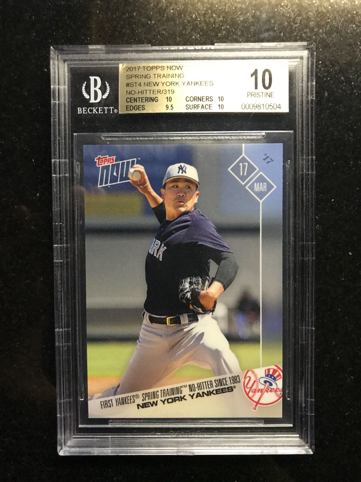 2017 Topps Now Yankees Spring No-Hitter Tanaka 319 SOLD $1000- THIS BGS 10 $$$$$