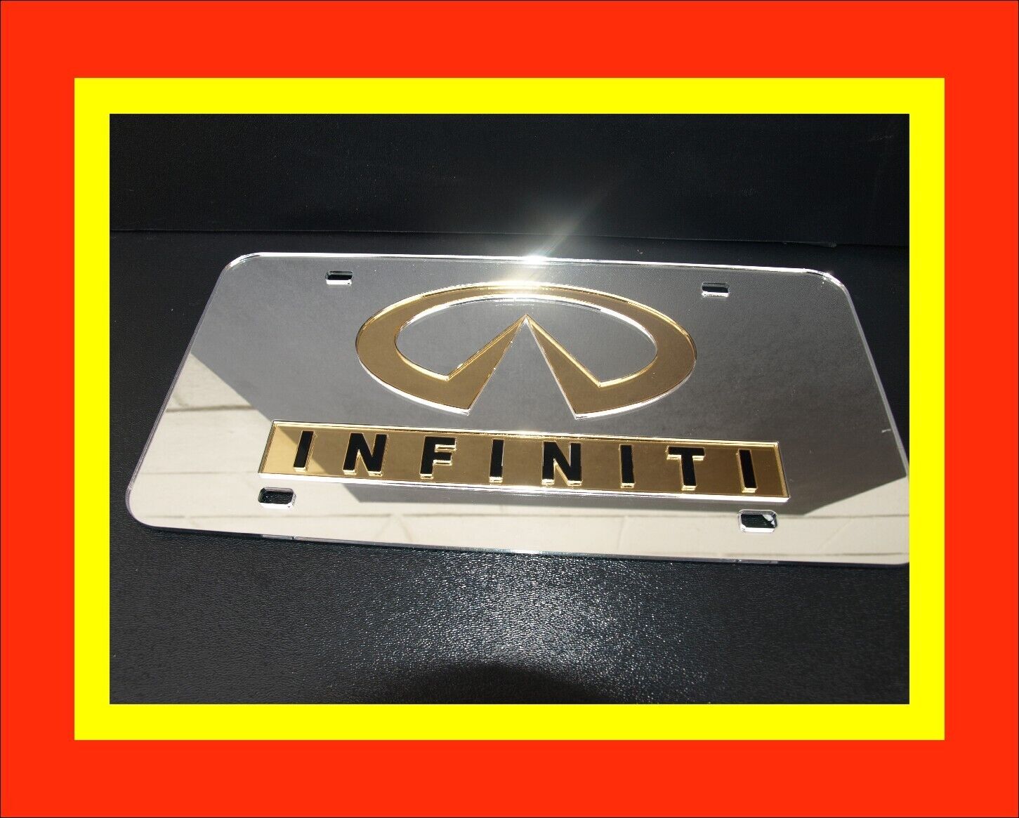 INFINITY Custom Laser Cutout Acrylic CAR License plate Chrome Silver Mirror