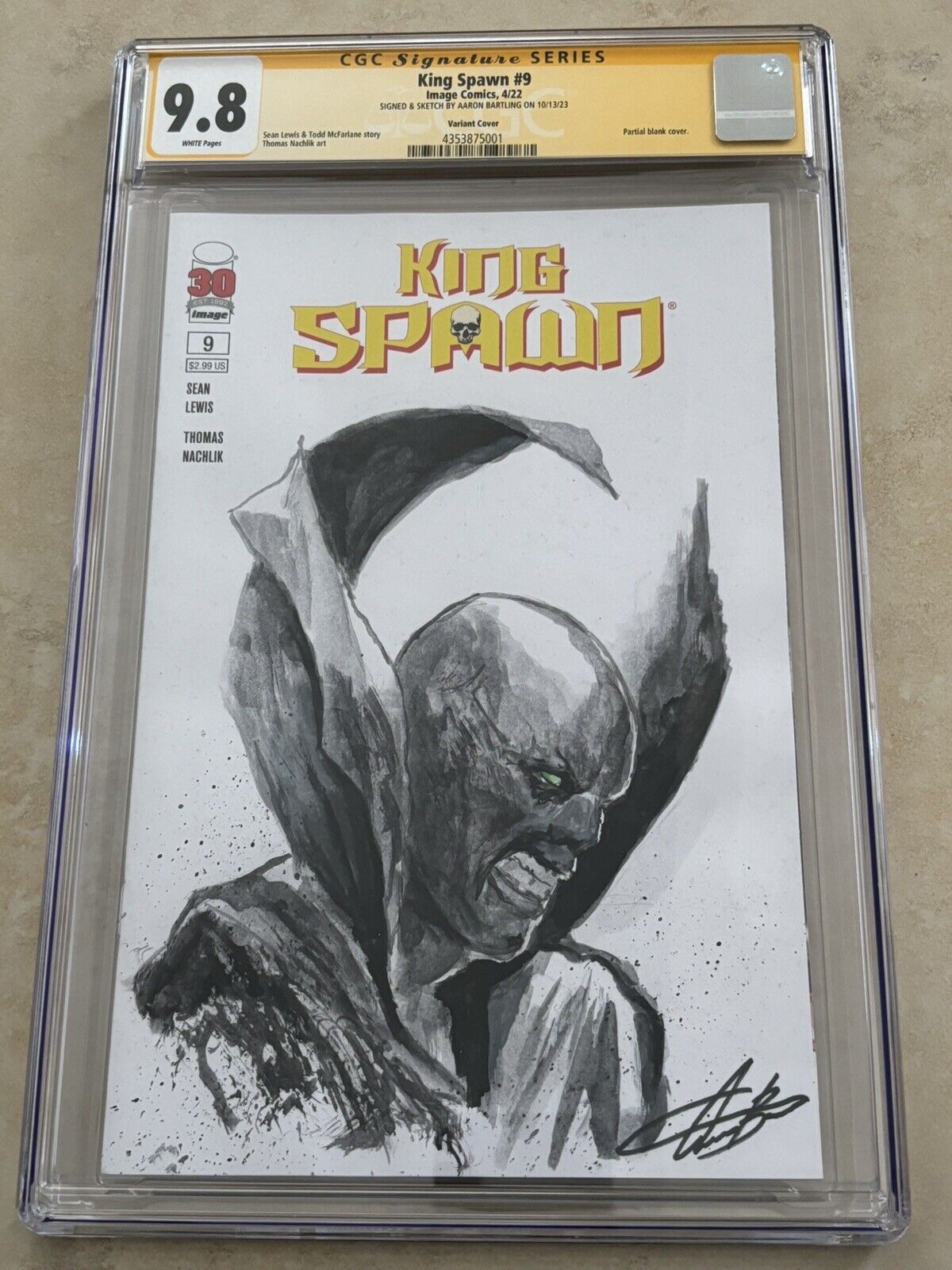 King Spawn #9 Signed And Full Sketched By Aaron Bartling