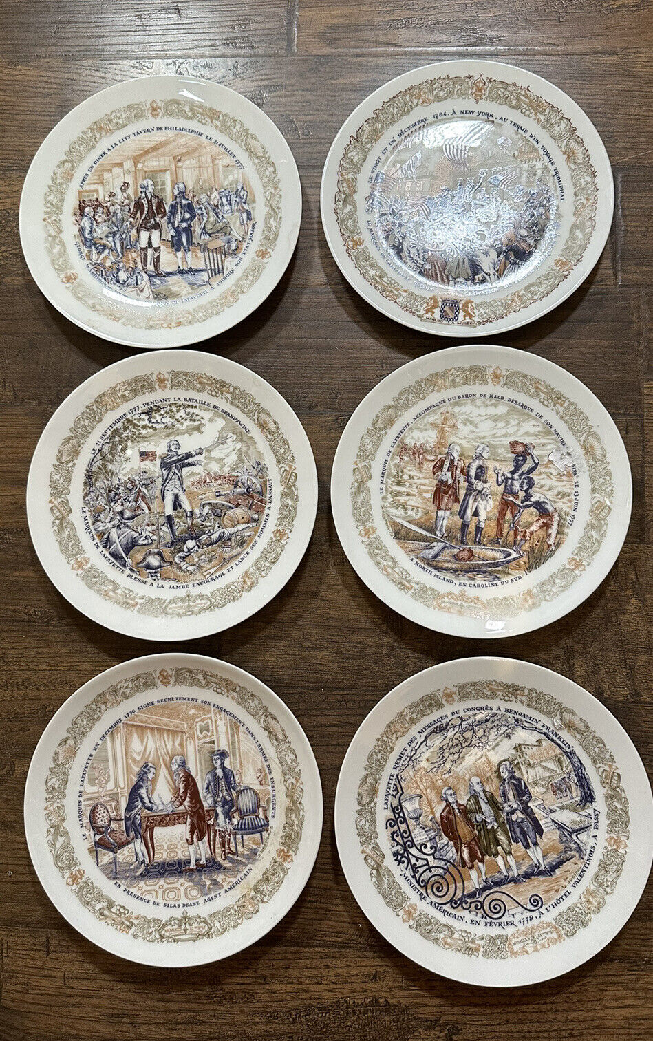 D'ARCEAU LIMOGES Lafayette Legacy Collection Revolutionary War Plates Set of 6