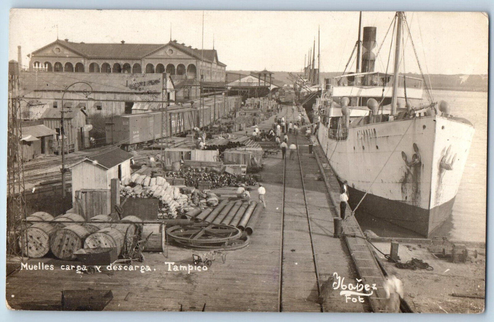 Tampico Tamaulipas Mexico Postcard Canal Zone Overprint Docks c1910 RPPC Photo