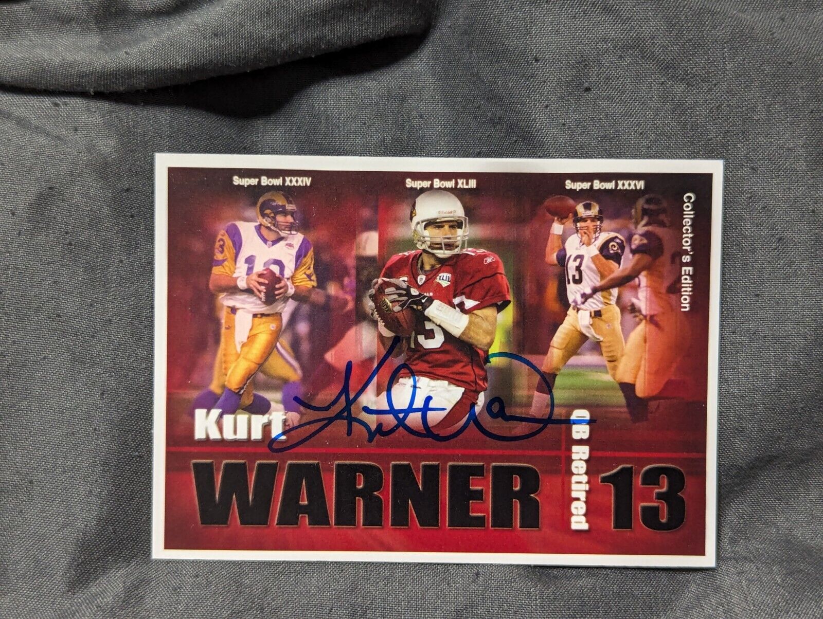 Kurt Warner Autograph Card Signed St Louis Rams Super Bowl Champion