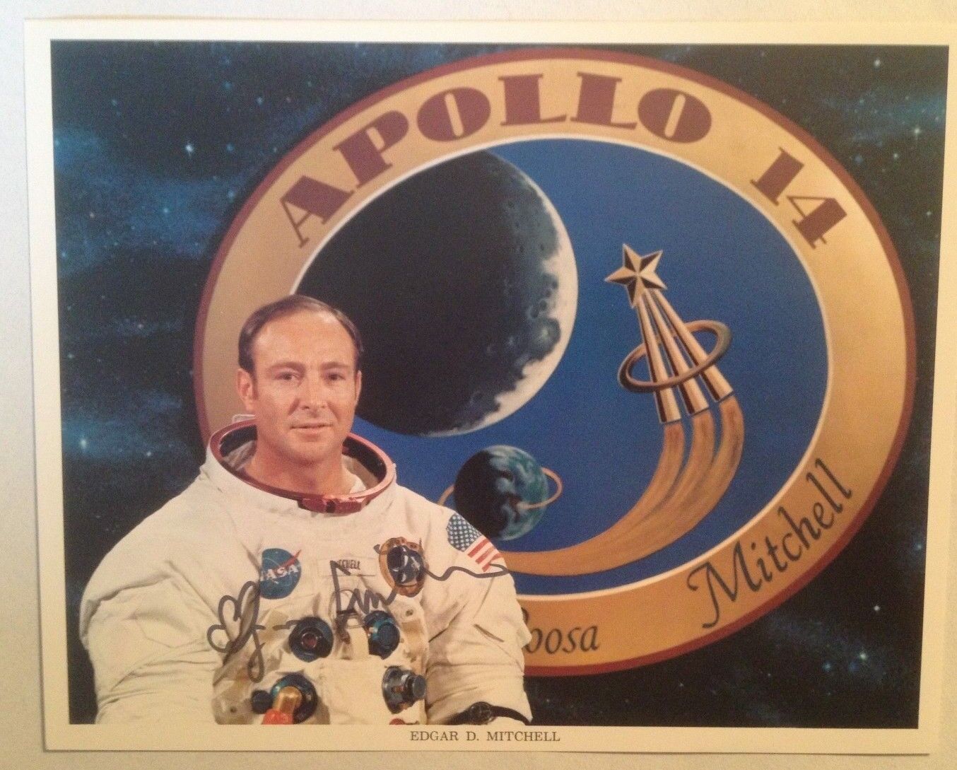 Astronaut Edgar Mitchell Autographed Official NASA Apollo 14 Mission Photograph