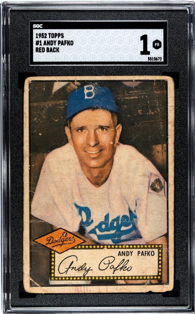 1952 TOPPS ANDY PAFKO #1 RED BACK SGC 1 PR