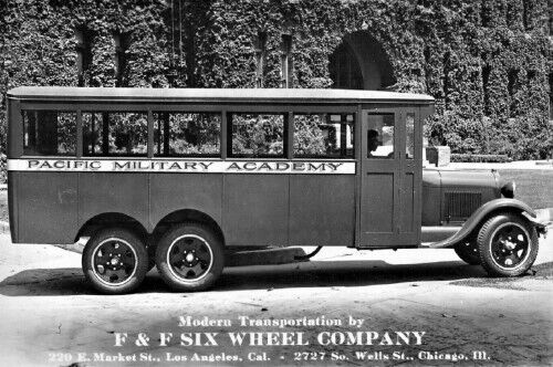 F & F Six Wheel Pacific Military Bus Los Angeles California CA Reprint