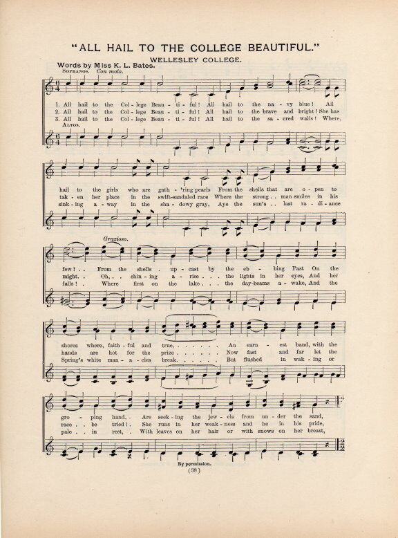 WELLESLEY COLLEGE Antique Song Sheet c1906 