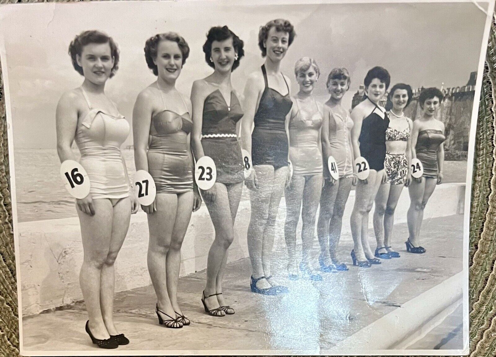 Antique Female  Bathing  Beauty Contest of (9) Contestants from sunbeam photo