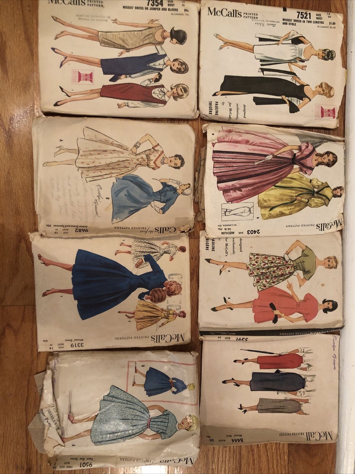 Lot of 8 Vintage 50s 60s Sewing Patterns: Dresses Size 12-14 McCallls