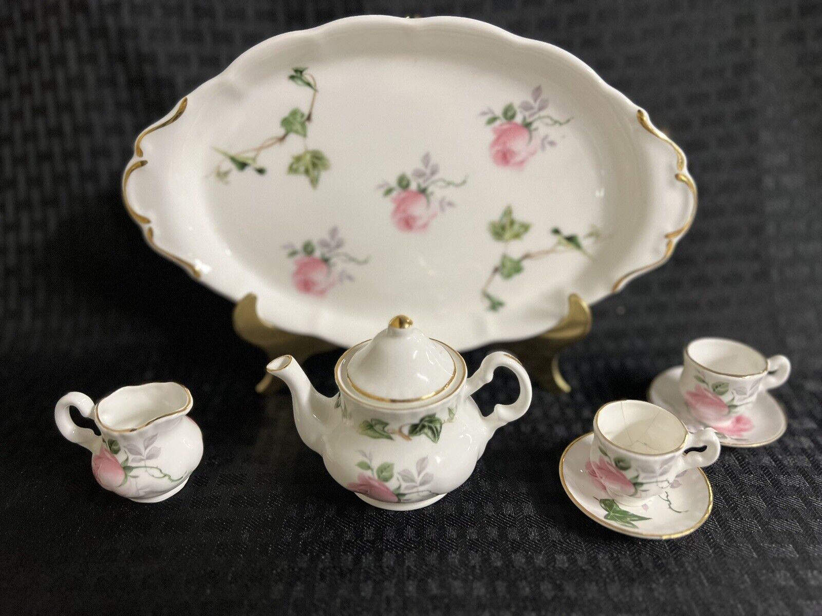 VINTAGE ALLYN NELSON MINATURE TEA SET FOR TWO FINE BONE CHINA ~ Made In England