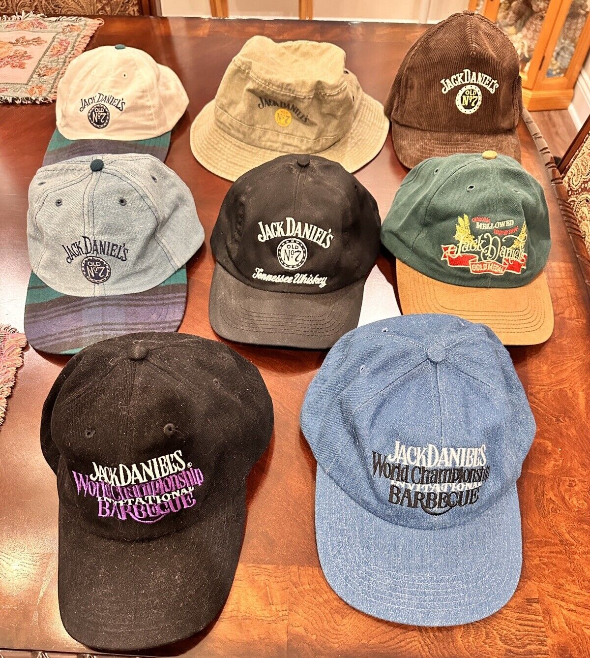 Eight(8) Jack Daniel's Caps/Hats BBQ Championship caps, fishing hat