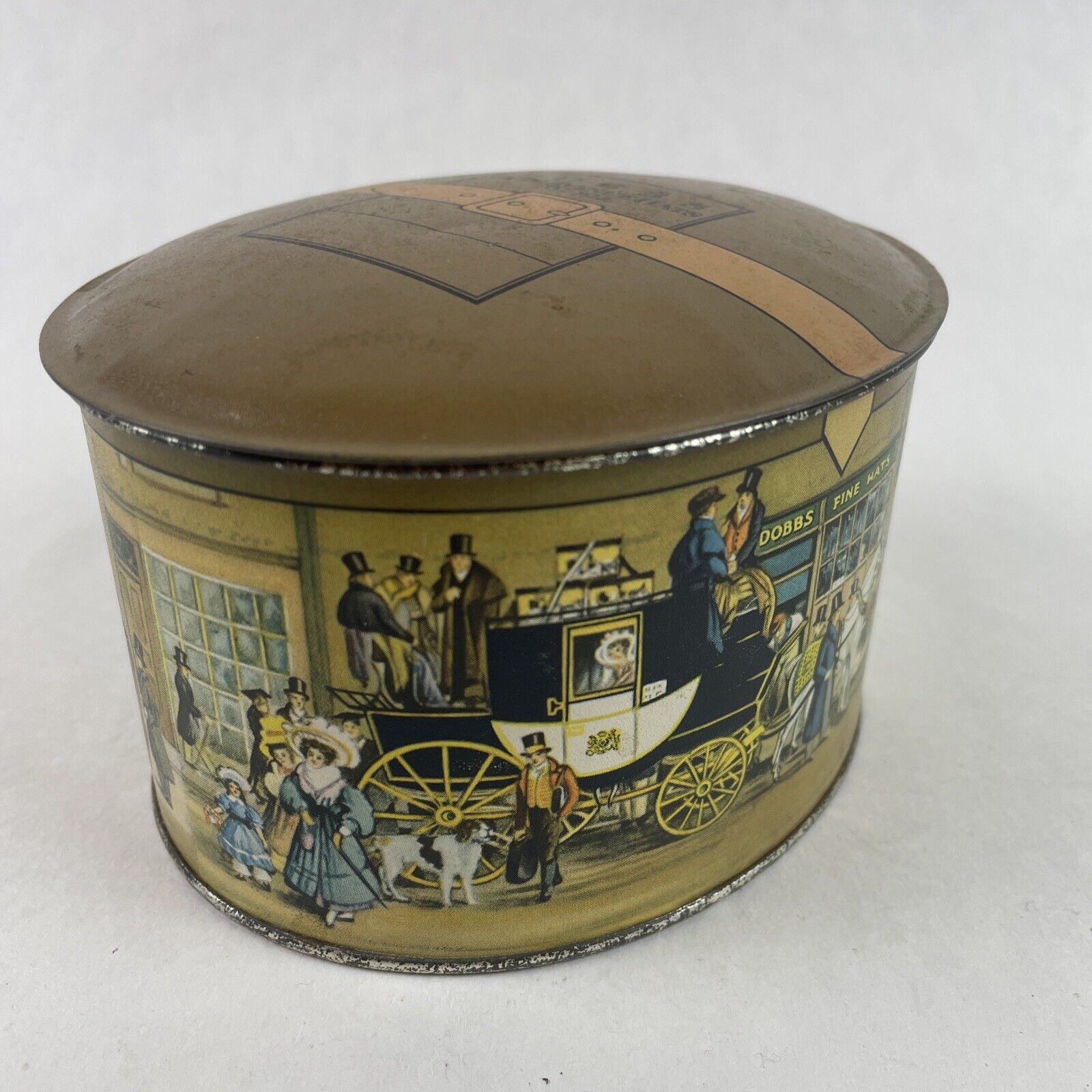 Vintage Miniature Oval Hat Box Tin From  Dobbs Fifth Avenue Hats New York