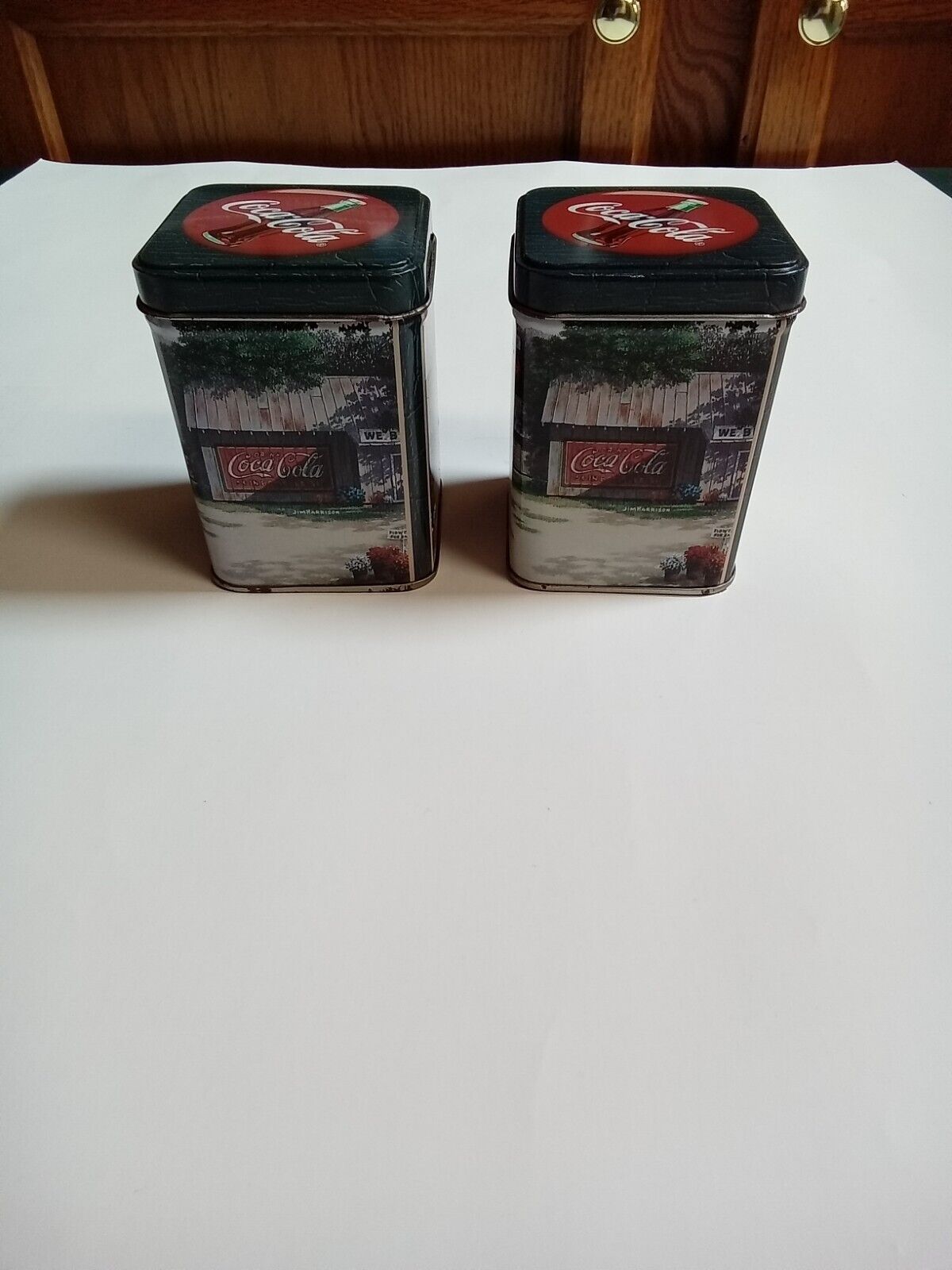 VTG Coca Cola Candle Tins Red Barn Store 1999 - Lot of 2
