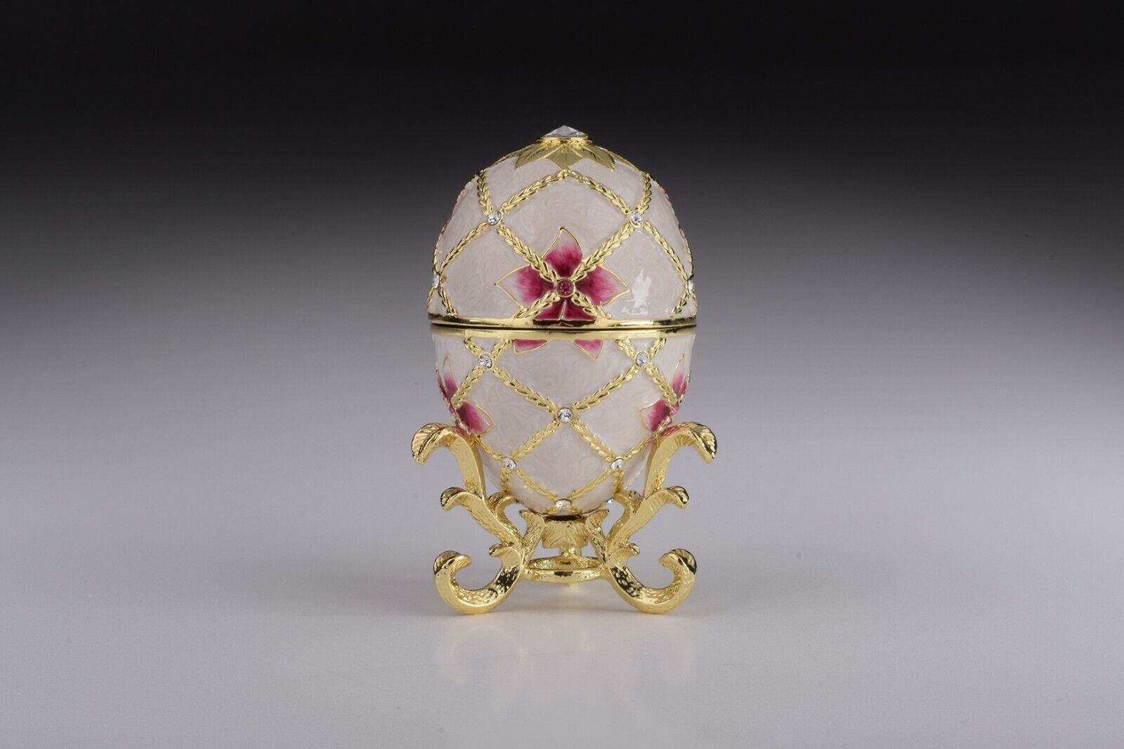 Keren Kopal  Faberge Egg & harp trinket box hand made with Austrian crystals