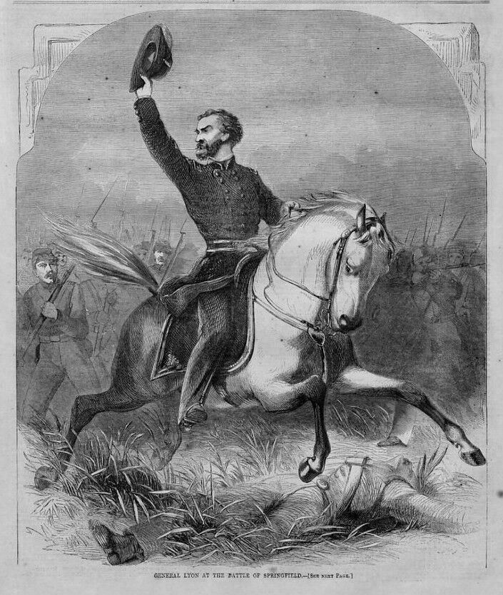 GENERAL LYON ON HORSEBACK CIVIL WAR BATTLE OF SPRINGFIELD 1861 MILITARIA HISTORY