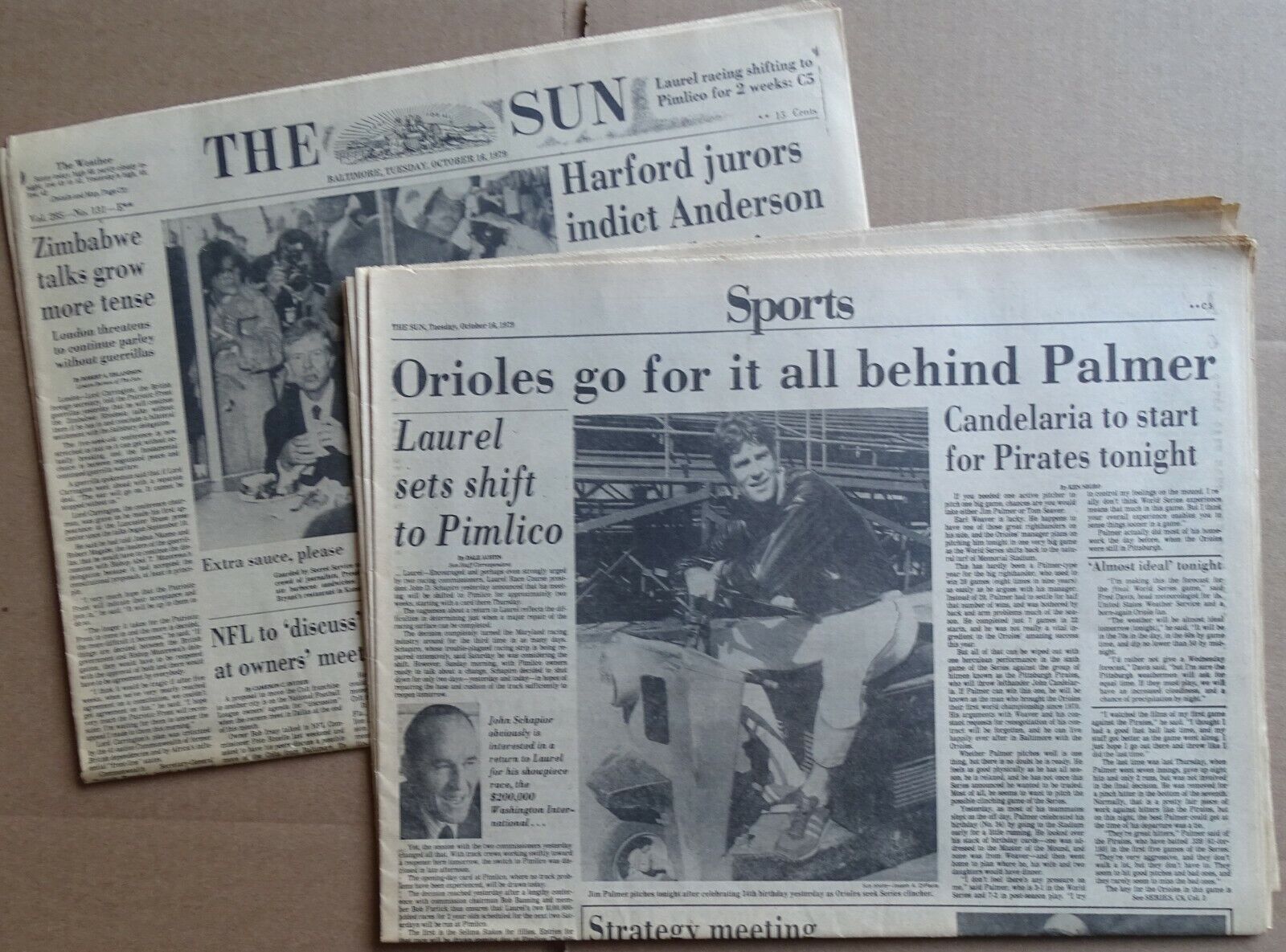 Oct 16 1979 Baltimore Sun ORIOLES GO FOR IT ALL BEHIND PALMER 