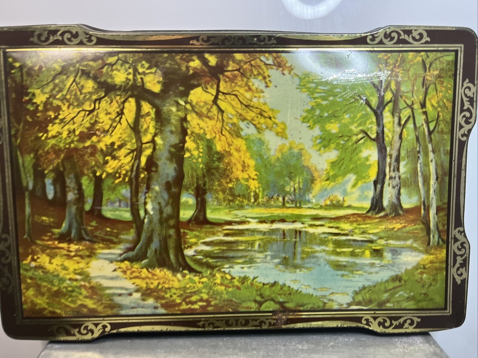 Autumn Glory EMPTY Collectible Tin Storage Container Display,',,