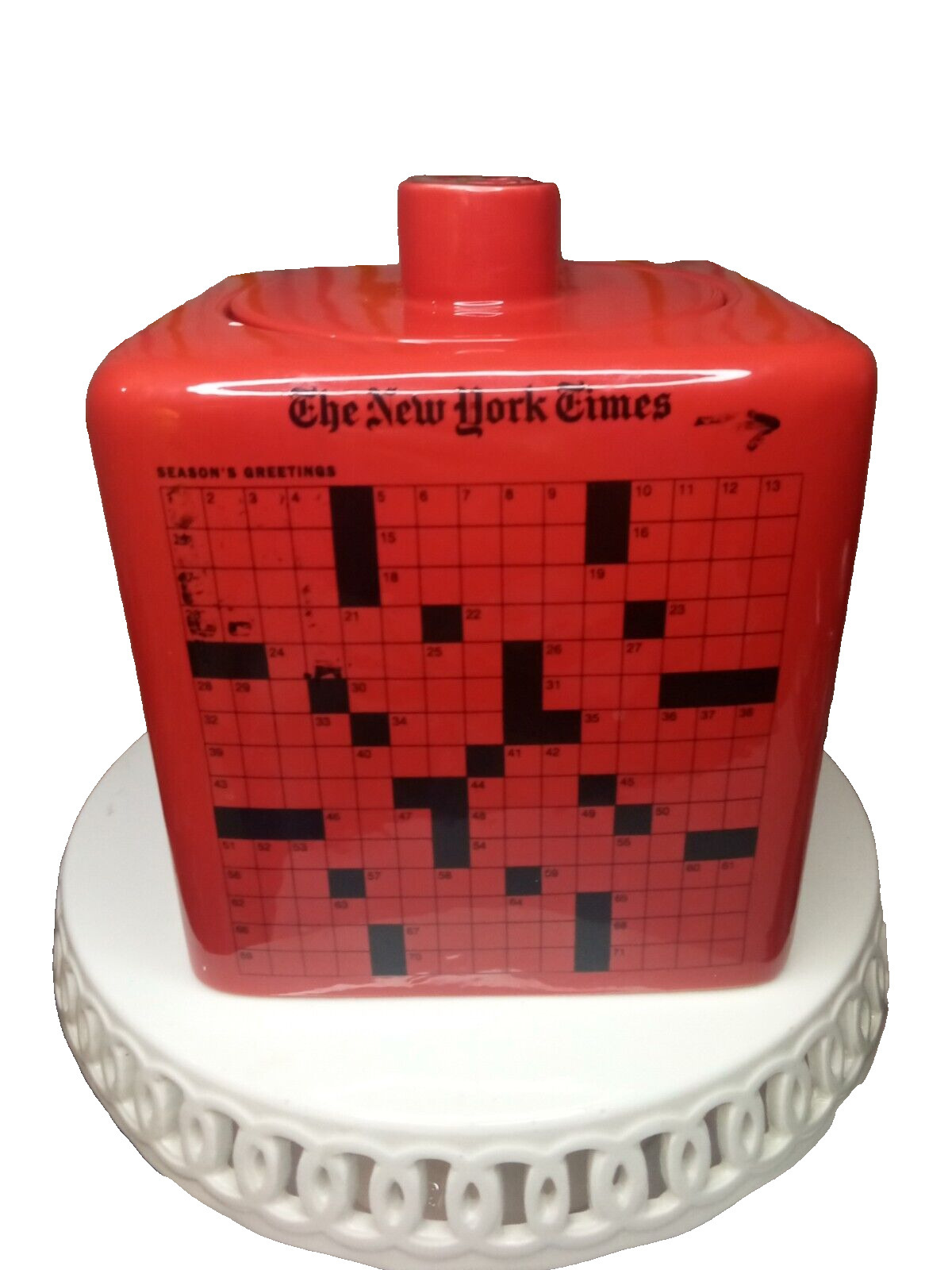 Limited Edition 2009 NY Times Crossword Puzzle Cookie Jar – Red/Black