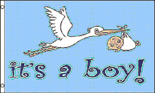 It\'s A Boy Flag 3x5 Polyester Stork Baby Blue
