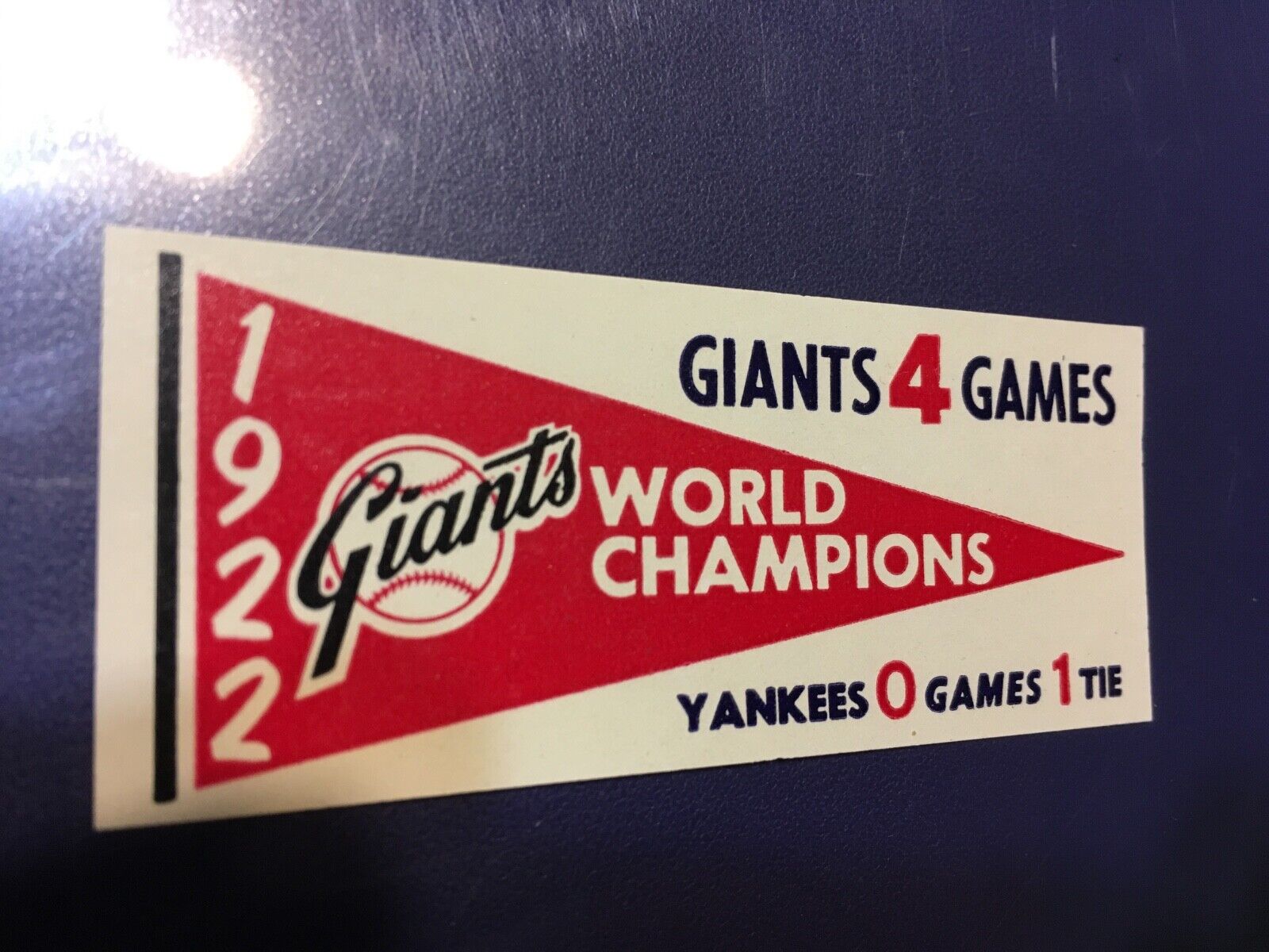 New York Giants 1961 Fleer 1922 World Champions Pennant Decal Sticker