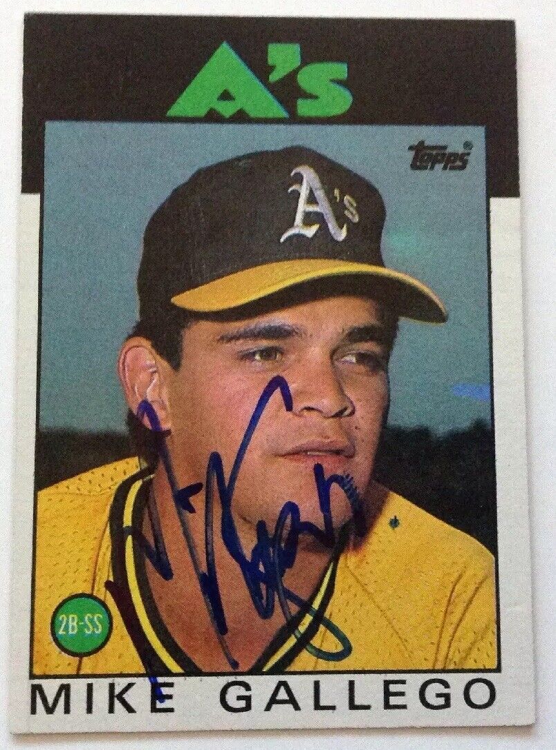 Mike Gallego Hand Signed 1986 Topps Card Oakland A\'s 