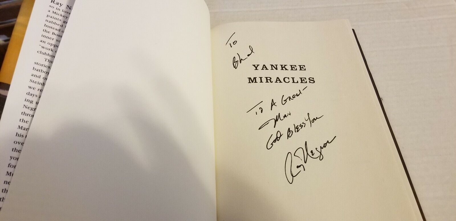 RAY NEGRON BASEBALL LEGEND SIGNED AUTOGRAPHED YANKEES MIRACLES BOOK INSCRIBED 