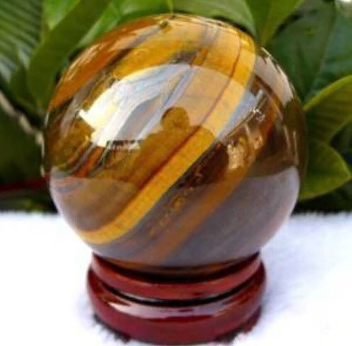 Natural Yellow Tiger's Eye Quartz Crystal Gemstone Sphere Ball Crafts 30-60mm