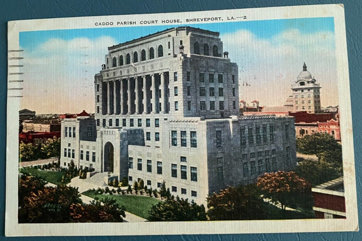 Vintage Linen Postcard CADDO PARISH COURT HOUSE, SHREVEPORT, LA--2 1930's