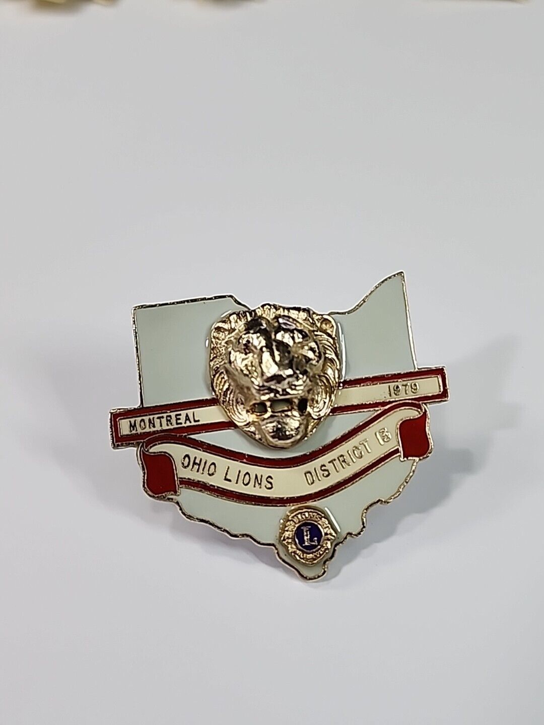 Ohio Lions Club District 13 Badge Pin 1979 Montreal Convention 3D Lion\'s Head