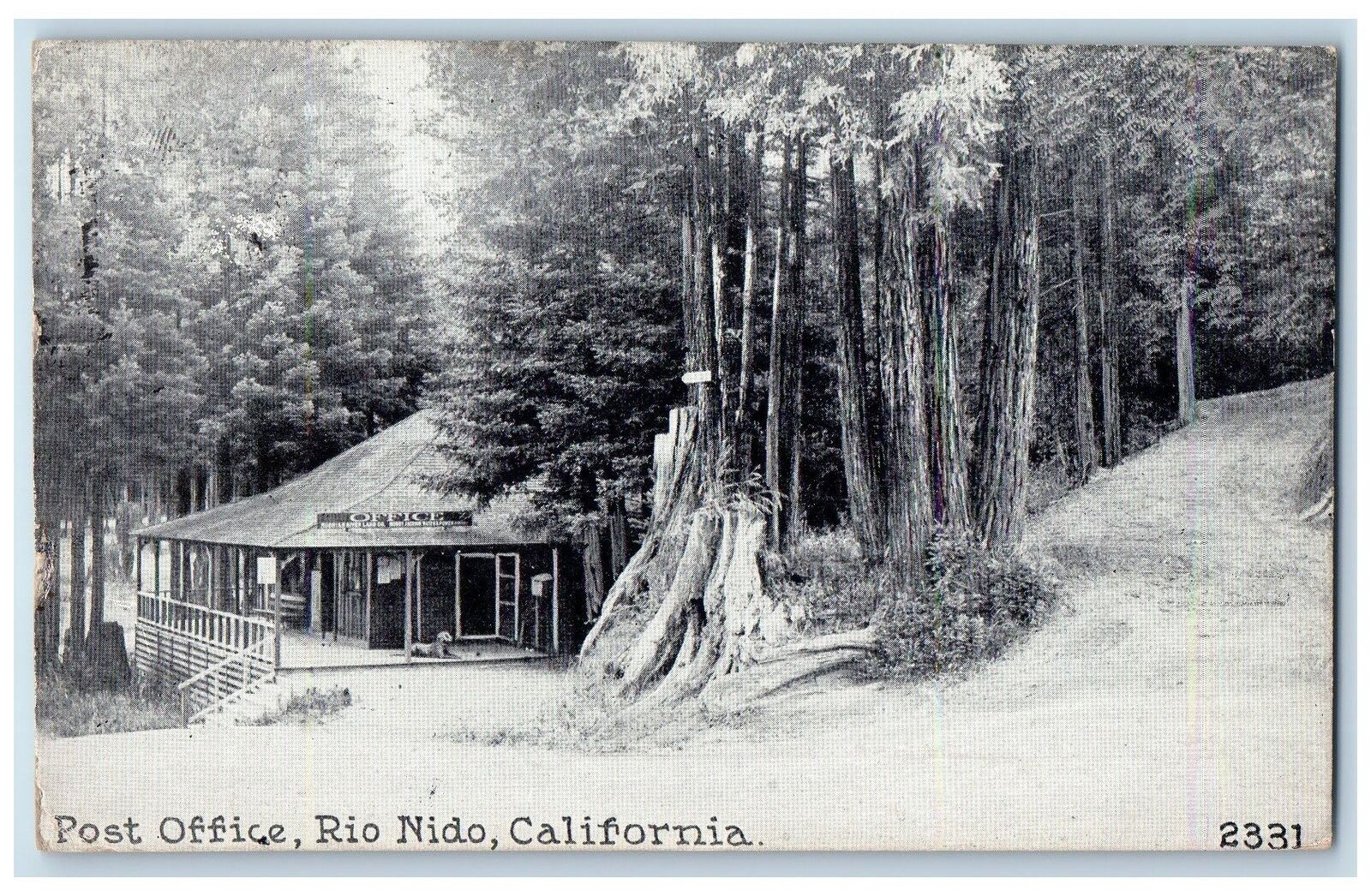 1921 Post Office Exterior Trees Rio Nido California CA Posted Vintage Postcard