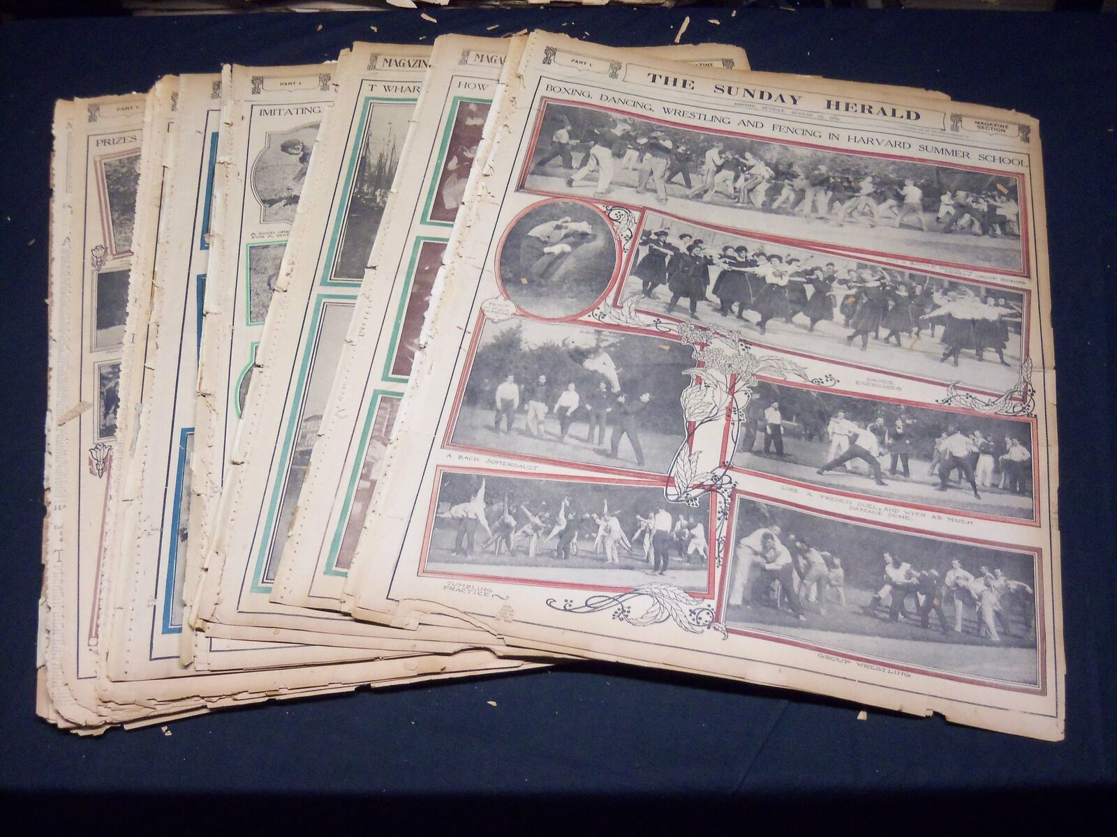 1909 THE BOSTON HERALD SUNDAY MAGAZINE SECTIONS LOT OF 21 - NICE PHOTOS - UP 94