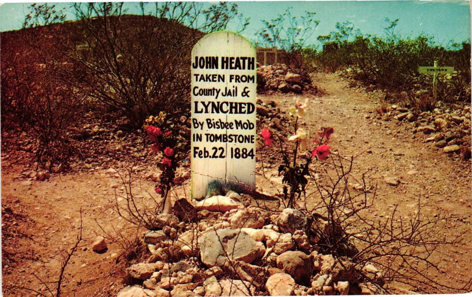 Vintage Postcard- John Heath Grave, Tombstone, AZ. 1960s