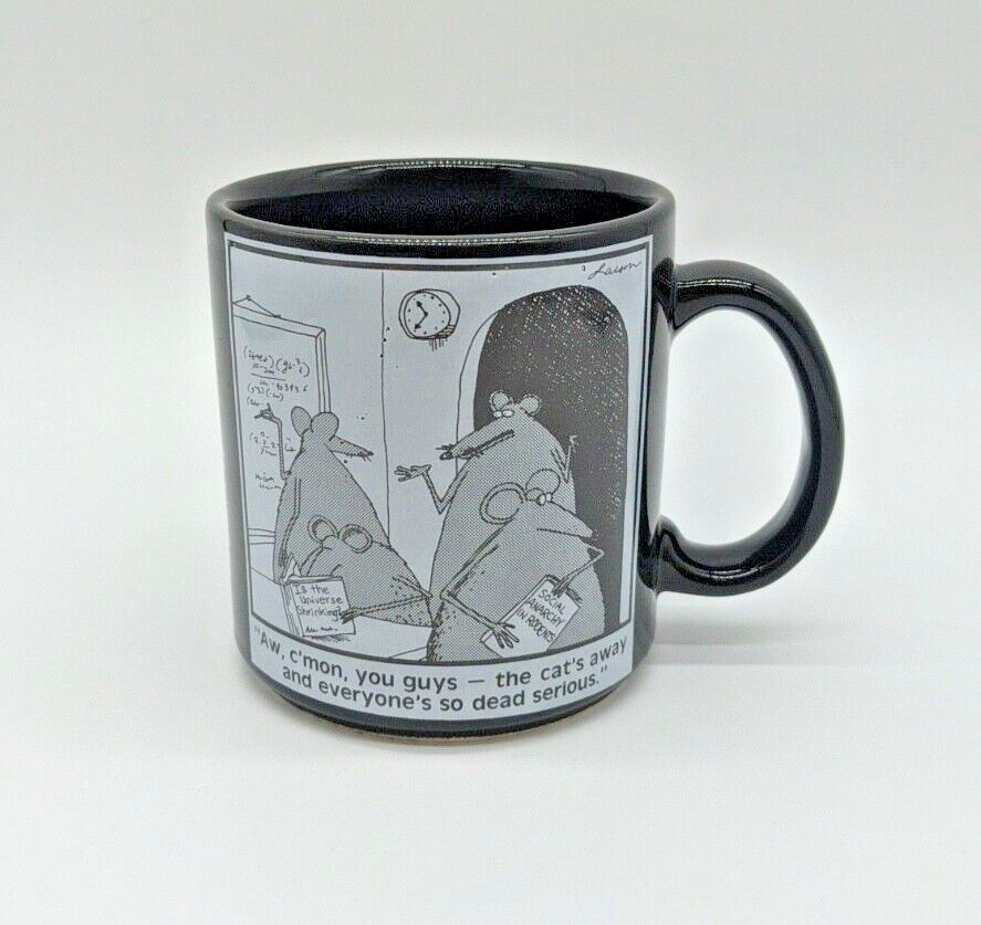 Far Side Gary Larson Vintage 1985 Cat\'s Away Mice Play Dead Serious Coffee Mug