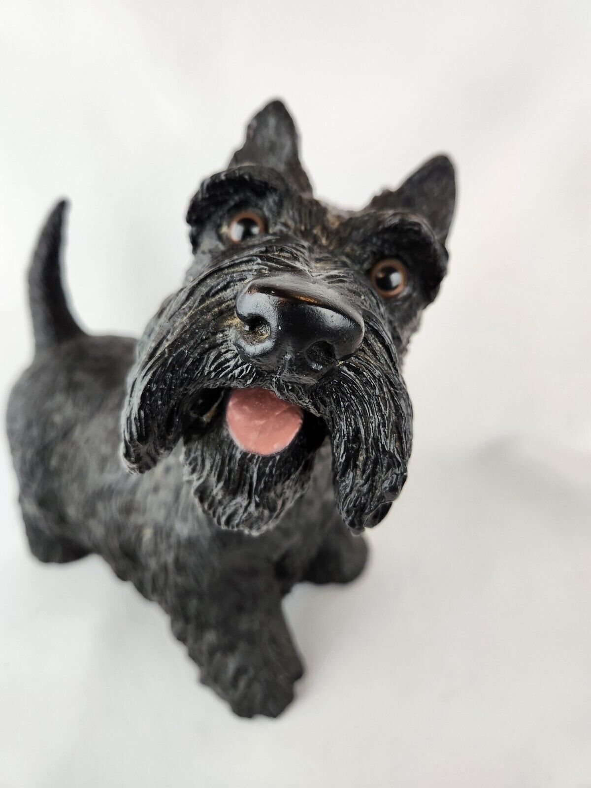 Large Vtg Scottish Terrier Dog Resin Life Like Figurine Statue Black Scotty Door