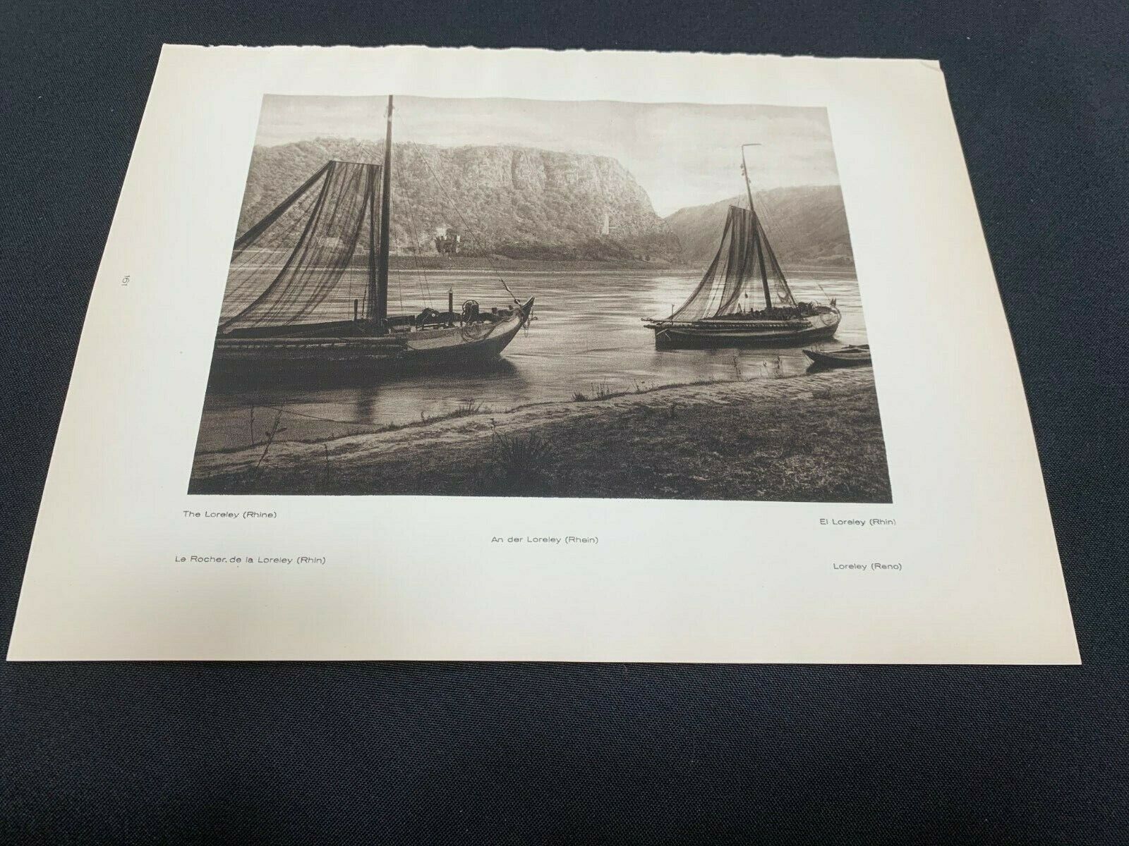 1924 Photogravure The Loreley (Rhine) & Bacharach on the Rhine, Germany