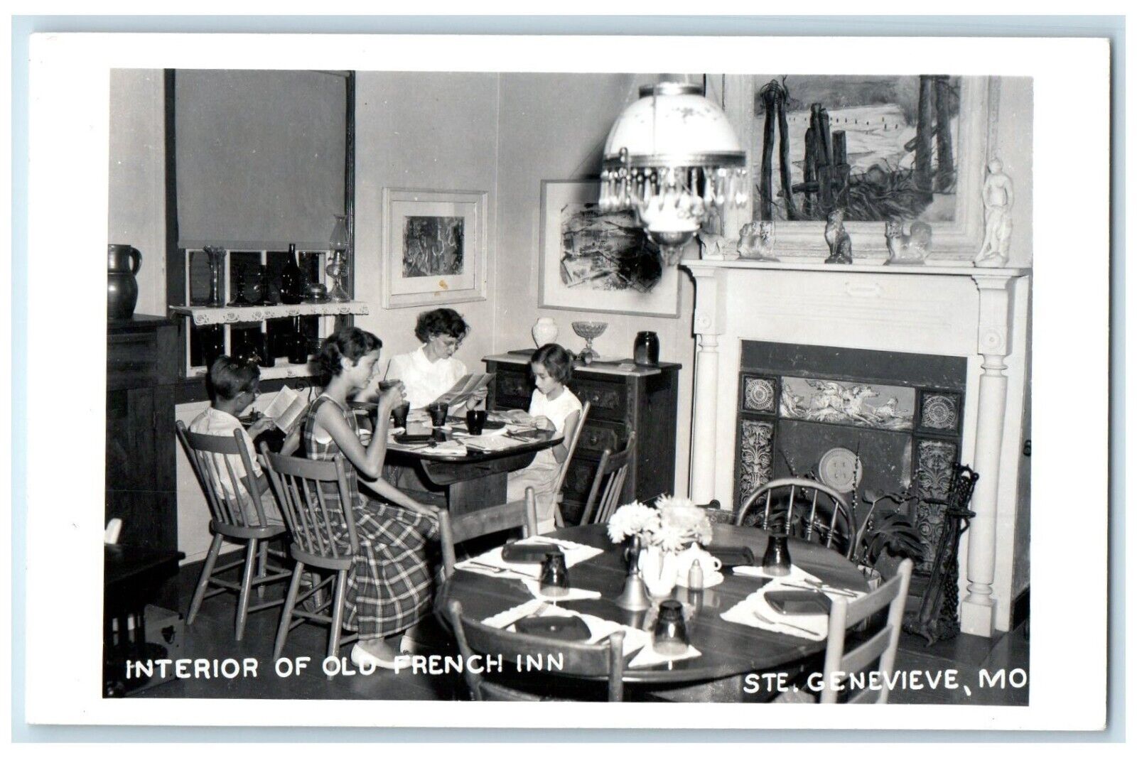 c1940's Interior Of Old French Inn Ste. Genevieve Missouri RPPC Photo Postcard