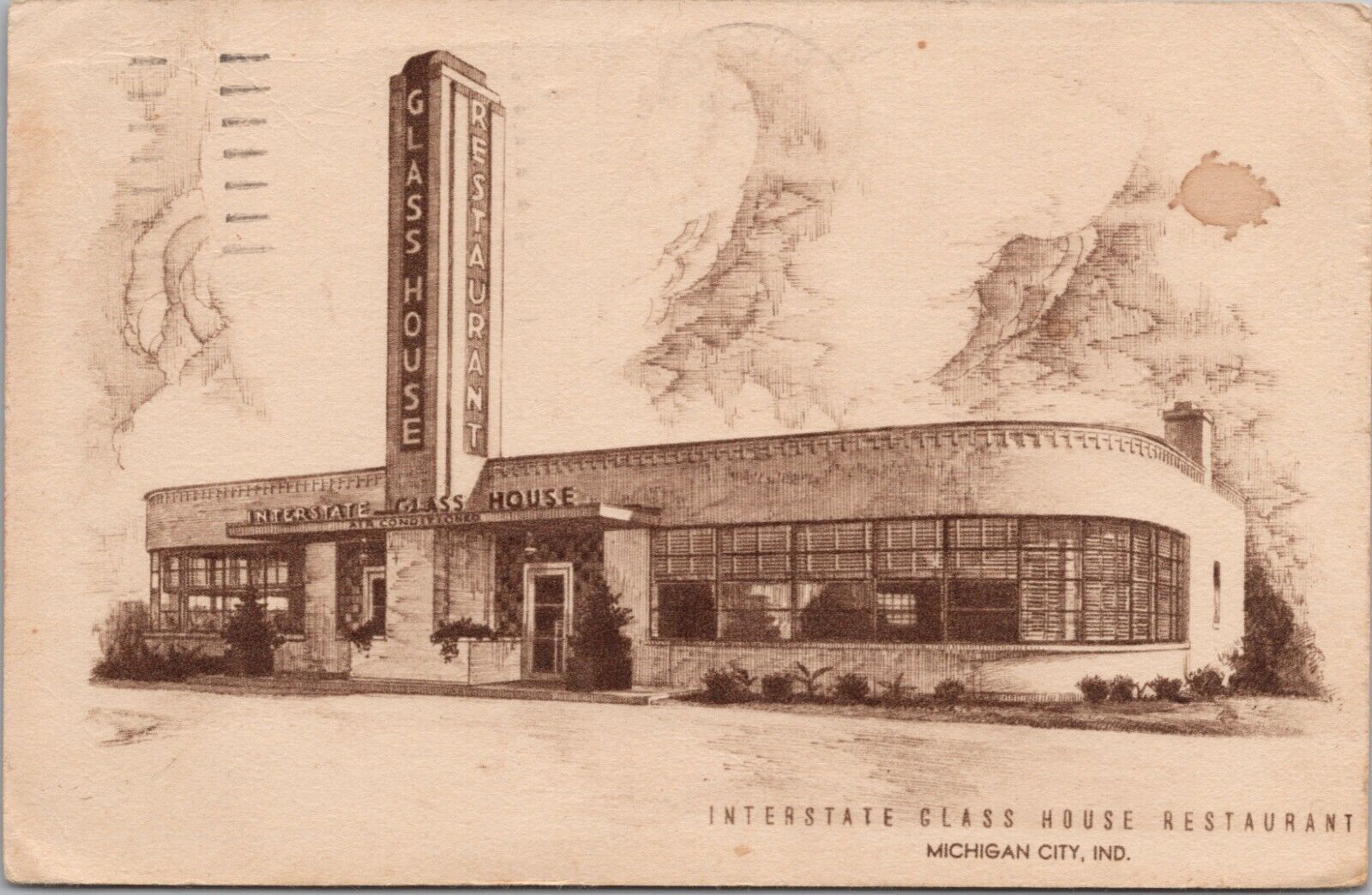 MICHIGAN CITY, INDIANA ~ Interstate Glass House Restaurant - Posted 1947