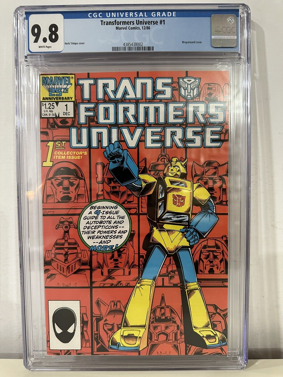 Transformers Universe #1 CGC 9.8 White Pages, 1986 Marvel Herb Trimpe Cover