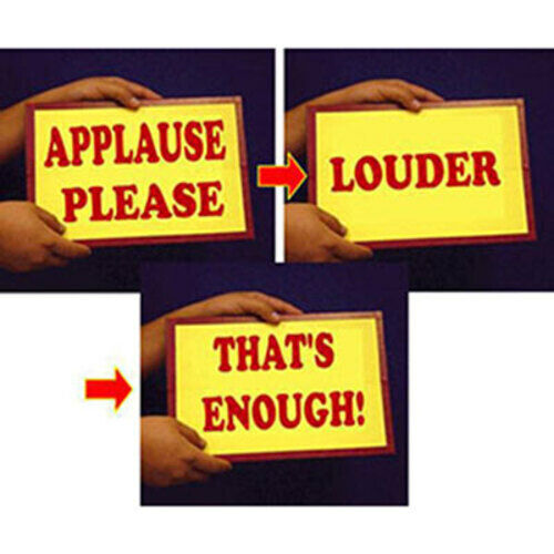 APPLAUSE CARD/SIGN 3 Sided Funny Sign For Performers Great Ice Breaker WATCH
