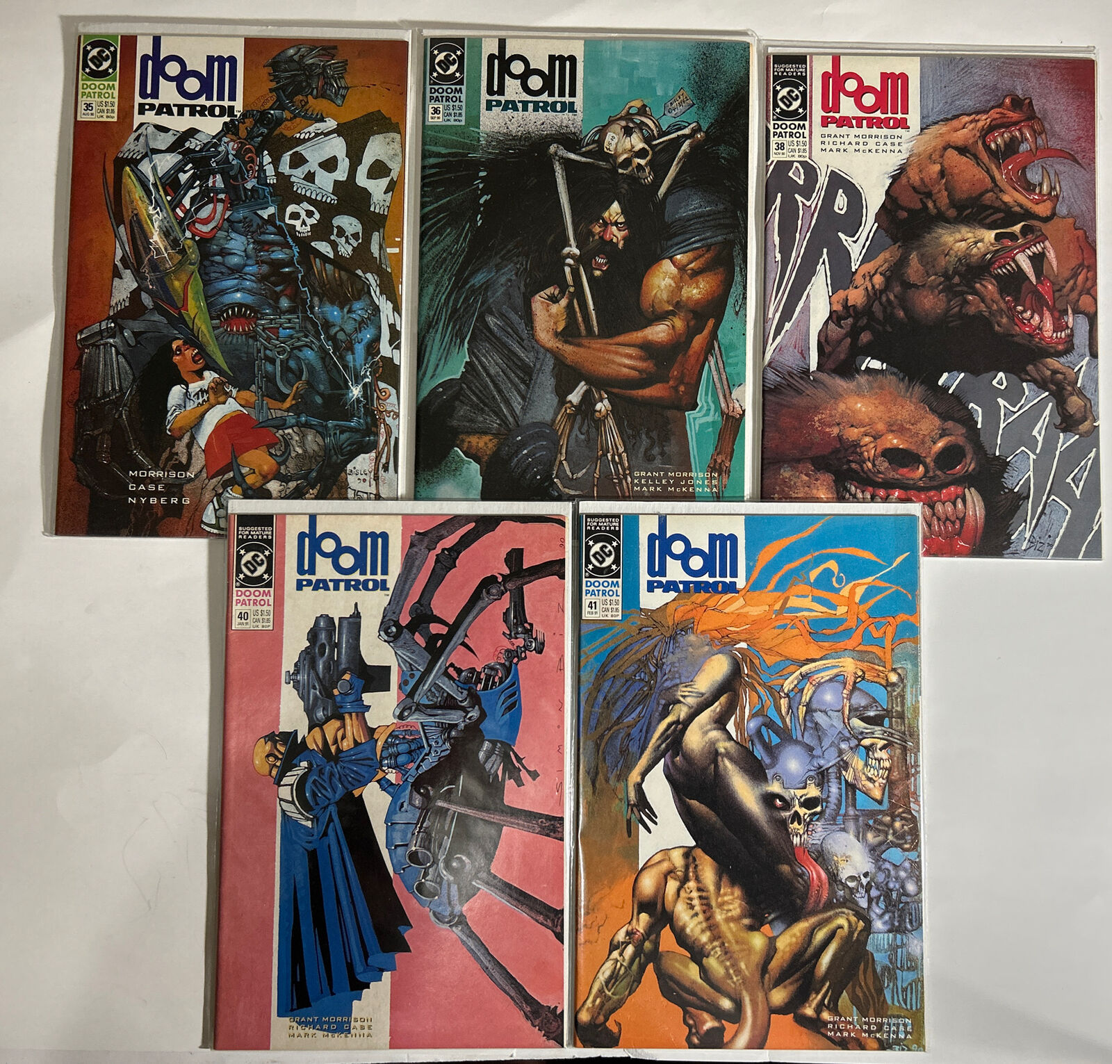 Doom Patrol 35, 36, 38, 40, 41 DC Comics Lot of 5 (1990) 1st Flex Mentallo