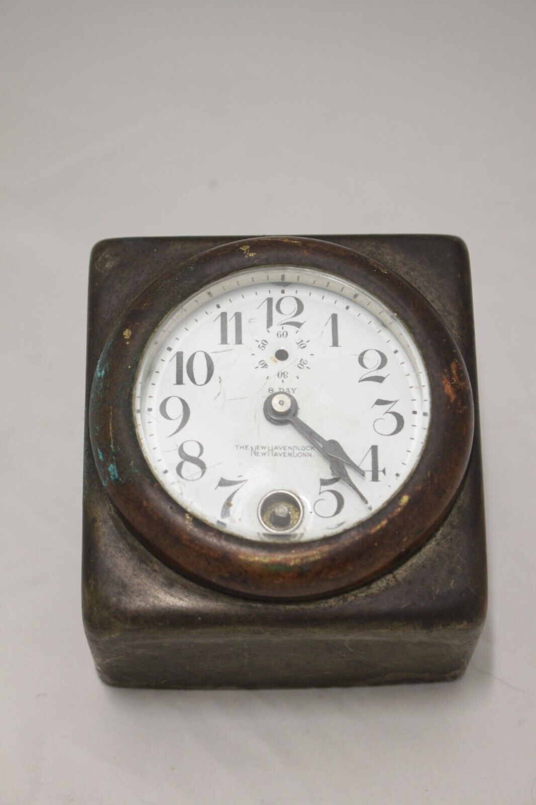 Vintage Dash Car Clock 1920s-1930s New Haven Clock Co. with Round Bevel Glass