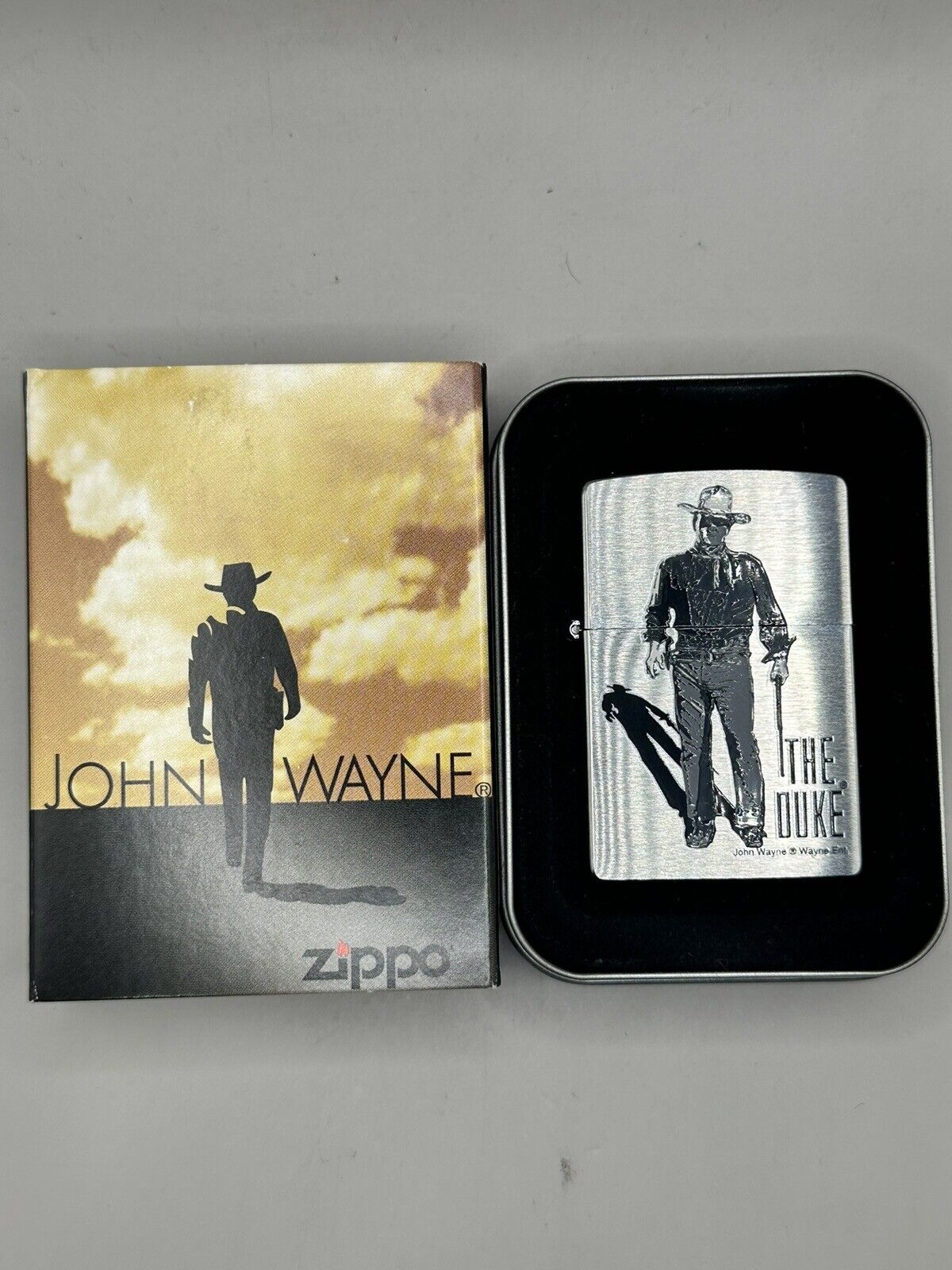 Vintage 2005 John Wayne The Duke Chrome Zippo NEW In Box