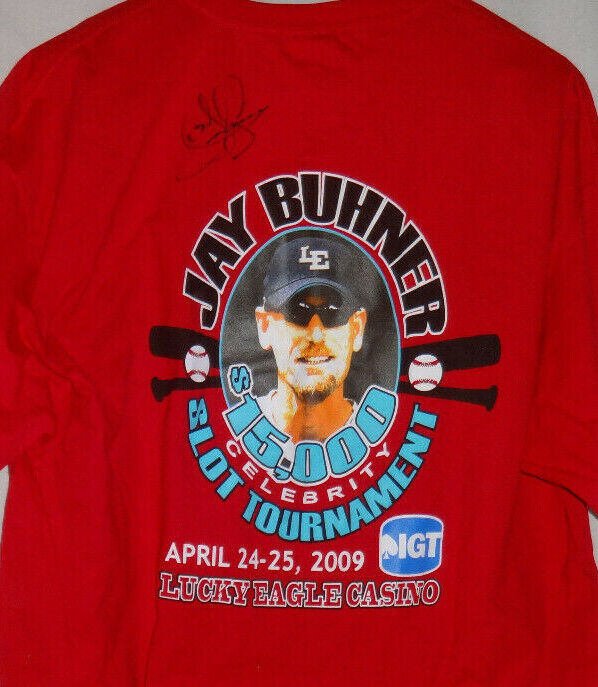 Seattle Mariners JAY BUHNER Signed Slot Tournament Lucky Eagle Casino Shirt