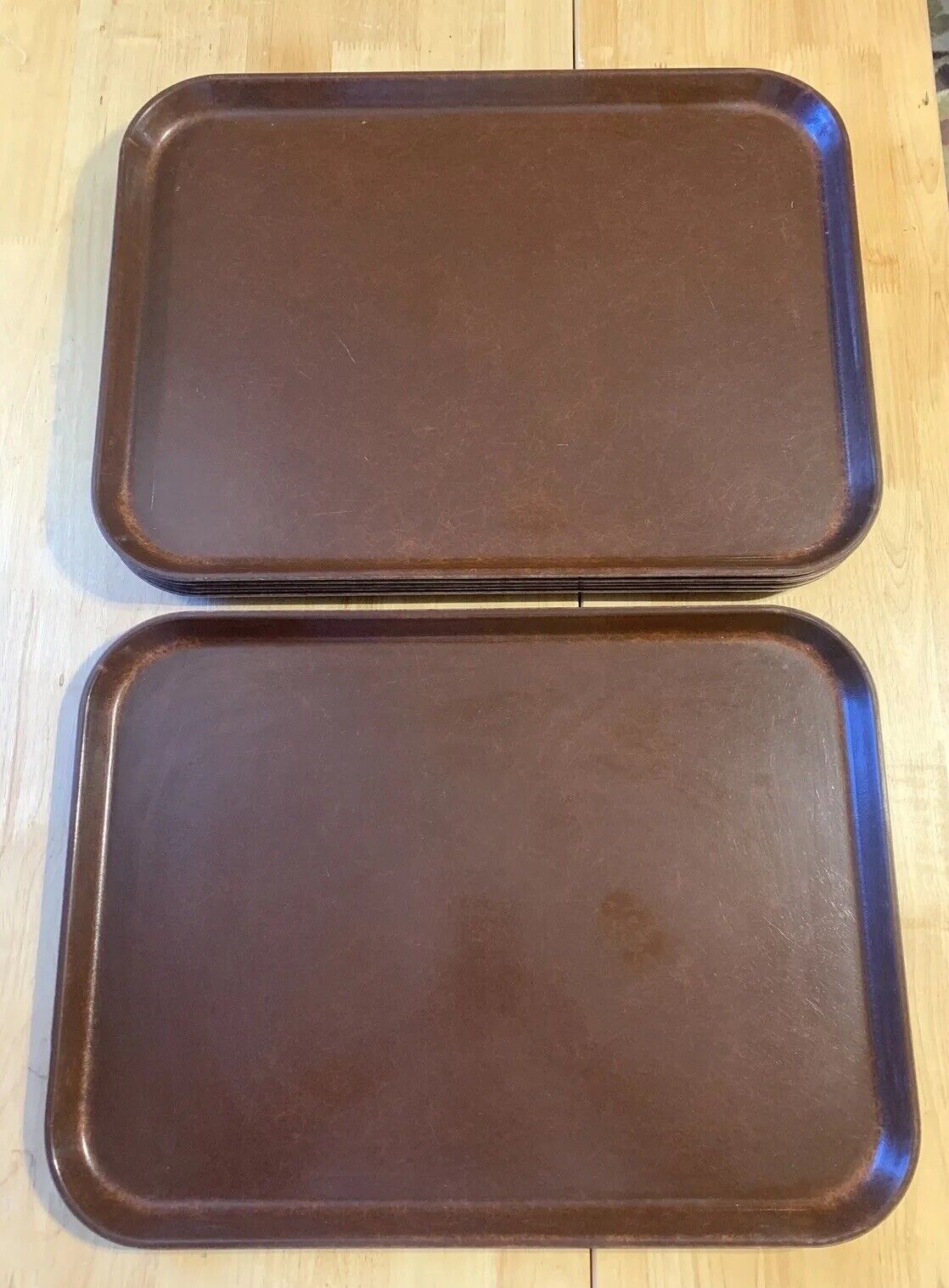 VNTGE SILITE FIBERGLASS BROWN LUNCH TRAYS (6)CAFETERIA DINING SERVING 20”x 15”