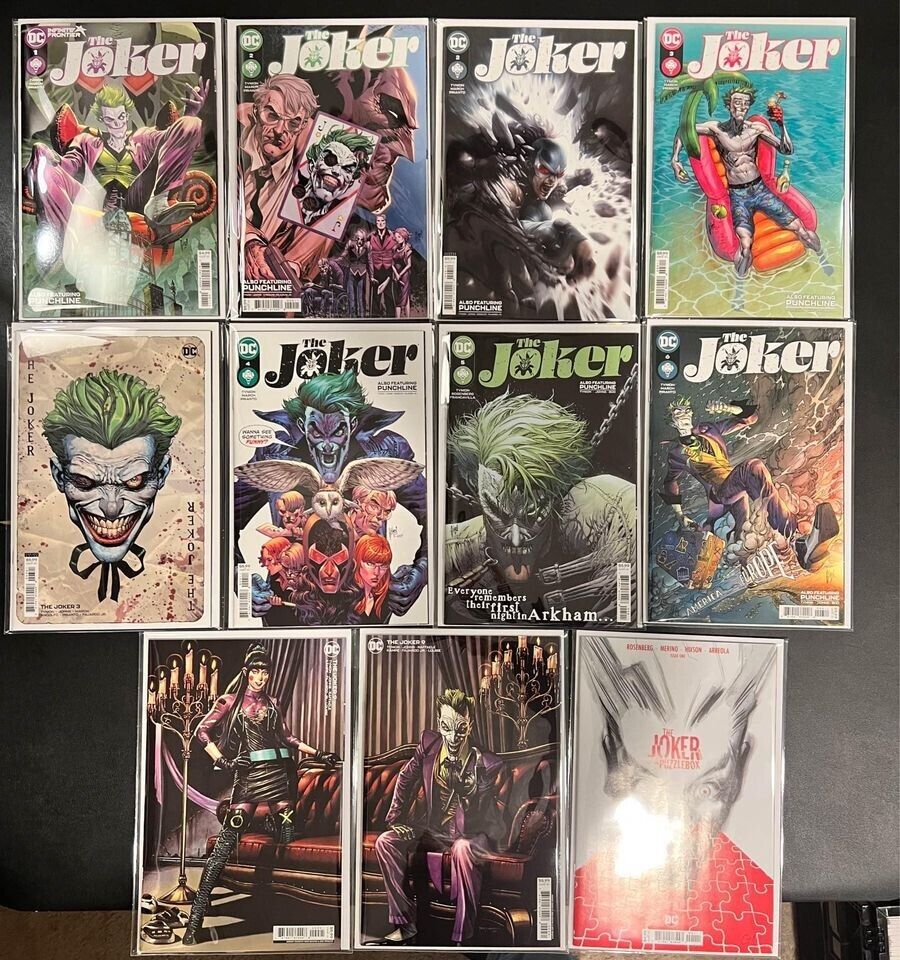 The Joker #1-9 Comic Lot Various Covers includes PuzzleBux 1A 2mil mylar 