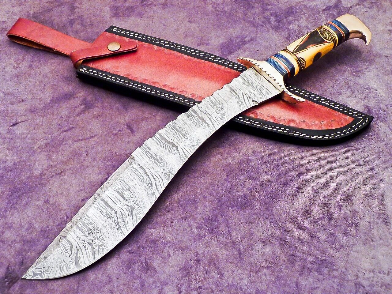 Custom Hand Forged Damascus Blade Kukri Knife Hunting Bowie Knife Gift Closeout,