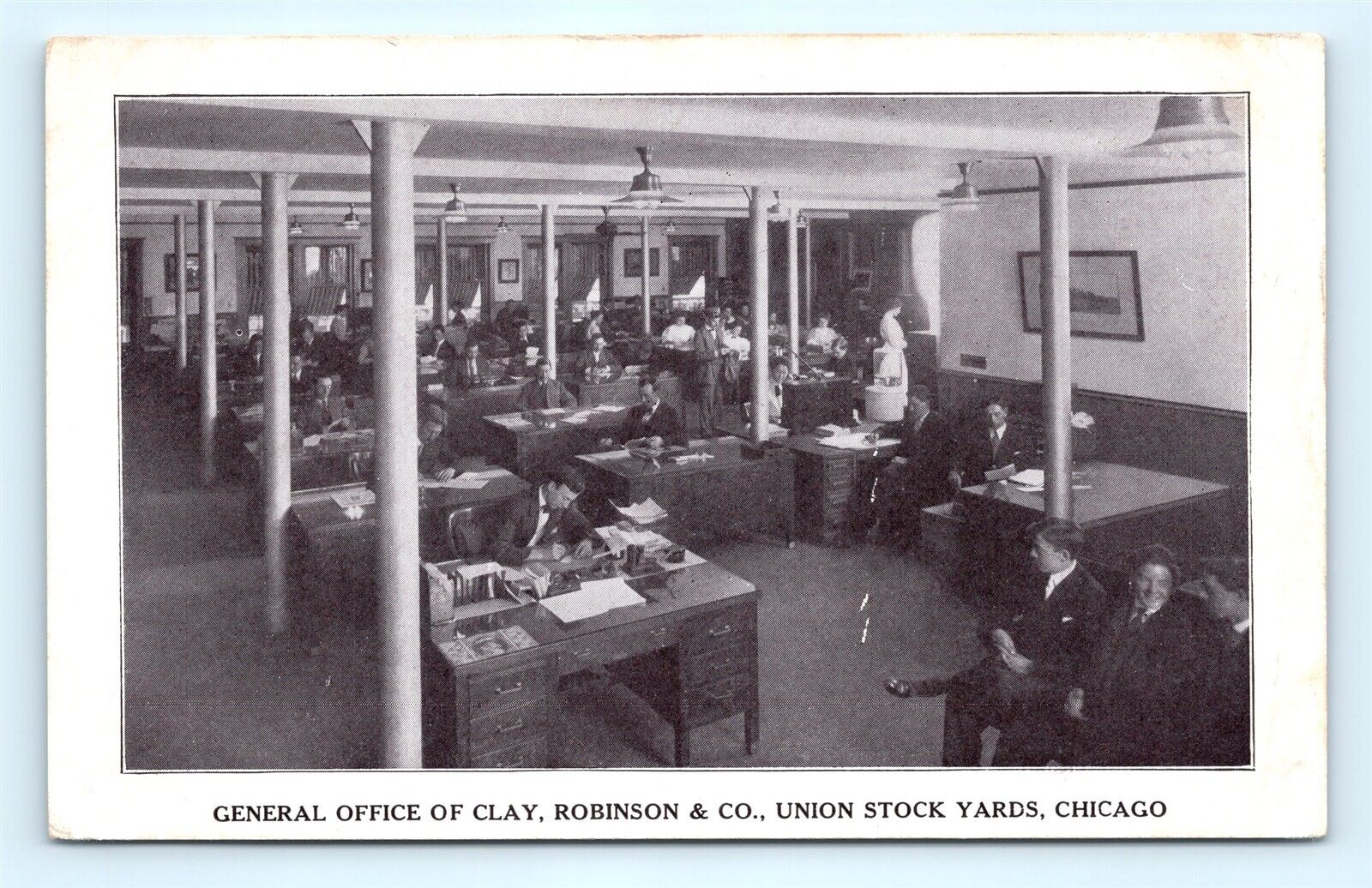 Postcard IL Chicago Union Stock Yards General Office Clay Robinson Company L09